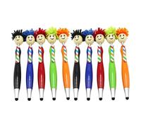 Okiyakusama Bolígrafo 3 en 1 con cabezal de fregona para pantalla táctil, lápiz capacitivo para pantalla táctil, bolígrafos novedosos de tinta negra para niños, adultos, escuela, oficina, 10 unidades