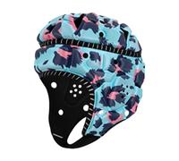 Okiyakusama Casco de Rugby para Adultos Protector Acolchado Ergonómico con Espuma de Alta Densidad Absorción de Choques Transpirable Tiras Reflectantes Adecuado P, Azul Púrpura