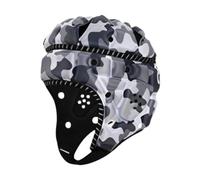 Okiyakusama Casco de Rugby para Adultos Protector Acolchado Ergonómico con Espuma de Alta Densidad Absorción de Choques Transpirable Tiras Reflectantes Adecuado P, Blanco Negro