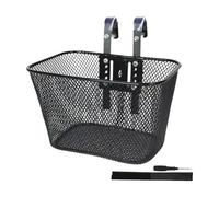 Okiyakusama Cesta de Bicicleta para Niños Cesta Delantera Canasta de Malla Metálica Soporte de Transporte con Acabado Impermeable Adecuado para Guardar Artículos, Negro