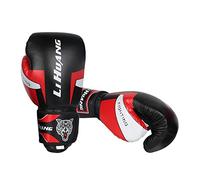 Okiyakusama Guantes de Boxeo Guantes Multiusos para Kickboxing Y Artes Marciales Mixtas Equipo con Orificios de Ventilación Y Relleno Esponjoso Correa Ajustable E, 10 oz Negro