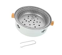 Okiyakusama Portátil Chimenea Redonda de Hierro Horno de Leña para Barbacoa Y Té Cuenco de Mesa con Parrilla Resistente a Temperaturas Adecuado Pa, Blanco