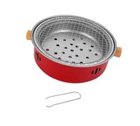 Okiyakusama Portátil Chimenea Redonda de Hierro Horno de Leña para Barbacoa Y Té Cuenco de Mesa con Parrilla Resistente a Temperaturas Adecuado Pa, Rojo