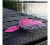 Okiyakusama Señuelo de Pesca Chattering Tipo Jig con Hoja Móvil Ojos Realistas de Defensa contra Enganches y Falda Flexible Adecuado para Pesca en Difíciles y Desafiantes, Rosa, 14G
