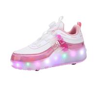Okiyakusama Zapatos de Patinaje para Niños Zapatillas Deportivas con Ruedas Plegables y Luces Ajustables para Caminar Patinar Adecuadas para Niños Niñas Salidas, 22.5 Cm
