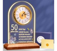 OkiyiD 60 Aniversario Regalo de Boda, Reloj de Cuarzo de Aniversario, Reloj de Mesa de Escritorio, 60 años de matrimonio, Boda de Oro para Pareja, Padres, Abuelos (50 Ani, OK-UVSZ000