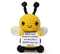 OkiyiD Mini divertidos regalos positivos de abeja para amigas y mujeres, pequeρo juguete de abeja hecho a mano con tarjeta positiva, linda abeja