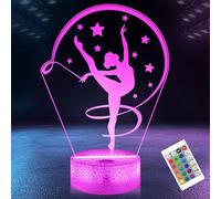 OkiyiD Regalos de gimnasia para niñas, gimnasia artística, lámpara de ilusión nocturna 3D para niños, mujeres, amigos, entrenadores, gimnastas, regalos de cumpleaños, iluminación de 16 colores con
