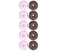 OKJHFD 10pcs Dog Squeaky Toy Soft Latex Donut Dog Chew Toy for Fetching Playing Chewing Interactive Play, Flexible Latex Material - Strawberry Donut
