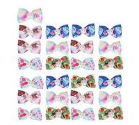 OKJHFD 25pcs Dog Puppy Hair Bows Pet Cat Knotted Small Hair Bows Bowknot Grooming Accessories Small Dog Hair Bows with Rubber Bands and Rhinestones Puppy Grooming Bows Doggies Cat