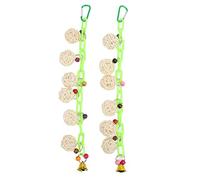 OKJHFD 2pcs Bird Hanging Ball Toy Colorful Bird Chewing Strings with Bell for Parrots Parakeet, Bird Swing Bells Toys