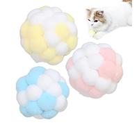 OKJHFD 3 Bolas Coloridas para Gatos, Pelota Hinchable de Felpa Hecha a Mano, Pelota de Campana interactiva para Gatos, Pelotas de Juguete para rascar, para Gatos, Gatitos, Jugar en