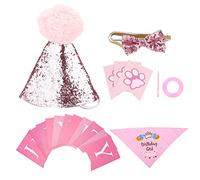 OKJHFD Birthday Scarf Hat Adjustable Soft Comfortable Flexible Birthday Supplies for Dogs Dog Birthday Hat Bandana Girl - Pet Birthday Party Supplies
