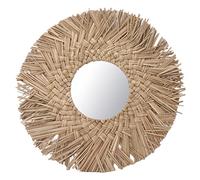 OKJHFD Espejo De Pared Colgante, Retro, Hermoso Espejo De Pared Tejido De Paja, Arte Decorativo De Pared Dorado, Espejo De Entrada, Espejo Circular Colgante para Pared, Decoración del Hogar(Crudo)