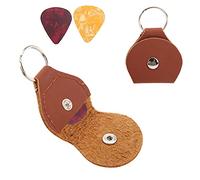 OKJHFD Gitarren-Pick-Halter-Hülle, kompatibel mit Gitarren-Pick-Halter, Tasche, stilvoller Gitarren-Pick-Halter, weicher PU-Leder-Plektrum-Aufbewahrungskoffer, Schlüsselanhänger, (Brown)