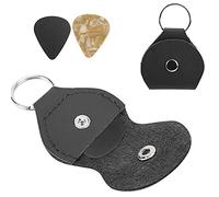 OKJHFD Gitarren-Pick-Halter-Hülle, kompatibel mit Gitarren-Pick-Halter, Tasche, stilvoller Gitarren-Pick-Halter, weicher PU-Leder-Plektrum-Aufbewahrungskoffer, Schlüsselanhänger, (Black)