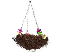 OKJHFD Parrot Chewing Climbing Hanging Swing Bird Rattan Nest Cage Toy with Bells for Parakeets,Budgie, Conure, Cockatiel,Lovebird