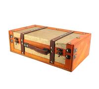 OKJHFD Vintage Suitcase, Antique Decorative Storage Chests with Lids, Old Style Wood Travel Trunks for Home Décor