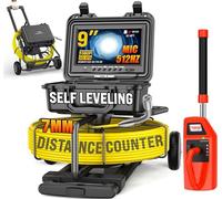 OKK Cámara de alcantarillado con localizador de 512 Hz, cámara profesional de drenaje autonivelante de 9 pulgadas, contador de distancia, cable de 7 mm, mango de tracción, ruedas, impermeable IP68