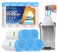 OKKEAI Bolsas de basura de 20 l con cordón, 25 l, color blanco, resistentes a roturas, 50 unidades