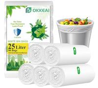 OKKEAI Bolsas de Basura Para Pedal de 25 L, Blancas, 80 Unidades, Fuertes Para Cubos de 20 a 30 Litros