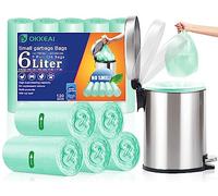 OKKEAI Bolsas de basura pequeñas de 6 litros para baño, dormitorio, oficina, color azul claro, 120 unidades
