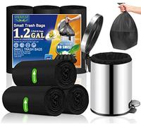 OKKEAI Bolsas de basura pequeñas negras para baño, bolsas de basura de 8 l, 60 bolsas de basura de plástico para inodoro, dormitorio, cocina, oficina, se adapta a cubos de basura de 6 a 10 L