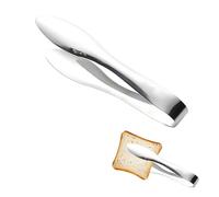 OKKRMGZ Pinzas de acero inoxidable para servir de 6 pulgadas, pinzas de metal plateado para alimentos y bufés, pequeñas pinzas para aperitivos y ensaladas, ideales para cubitos de hielo y fiestas