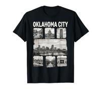 Oklahoma City Monumentos B&W Skyline Collage Camiseta