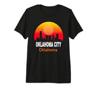 Oklahoma City State USA Vintage Sunset Retro Skyline Camiseta Premium