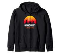 Oklahoma City State USA Vintage Sunset Retro Skyline Sudadera con Capucha