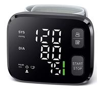 Oklar Blood Pressure Monitor LED Backlit Display Automatic Wrist Cuff Blood Pressure Machine 120x2 Reading Memory Bp Monitor with Carrying Case, Black