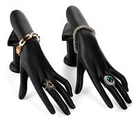 Okllen Paquete de 2 Manos de maniquí Femenino, Soporte de exhibición de Anillos de Mano de Resina, Organizador de Joyas, Pulsera para Cadena de Mano, Anillo de Dedo, Guante, Negro, Manos izquierdas