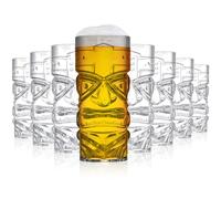 Okllen Paquete de 8 vasos de plástico Tiki, 16 onzas/470 ml, vasos transparentes para cóctel Tiki, vasos elegantes y elegantes para bar moderno, fiesta hawaiana, suministros de fiesta Luau
