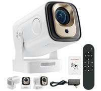 Oklumi Projector, 2025 Upgrade Mini Portable 4K Projector with WiFi 6 and Bluetooth 5.4, Auto Focus and Auto Keystone 180° Display for Home Theater, Outdoor Movies with Smartphone, PC, Laptop (White)