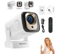 Oklumi Projector, Oklumi Pivot 2 Projector, 4k Full HD - Outdoor WiFi 6 - BT 5.4, Auto Keystone 180° Smart Movie HD Projector, for Travel,Home Theater and Outdoor Use (White)