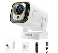 Oklumi Projector, Oklumi Pivot Projector, Mini Portable Projectors 4k Ultra HD, 180 Adjustment Display, Auto Image Alignment, WiFi/Bluetooth Connect, for Home Theater & Outdoor Use (White 1)