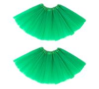 OKMIJN 2PCS Tutu Mujer, Falda Tul Mujer, CláSicas EláSticas De 3 Capas De Tul Tutú, Faldas Tutú para Mujer, para Halloween, Disfraz De Fiesta De Carnaval, Danza Fiesta, Verde