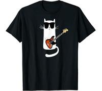 OKMN76huc KEMENG Limited Funny Cat Wearing Sunglasses Playing Bass Guitar T-Shirt Black L