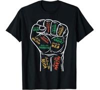 OKMN76huc Power Fist Hand Shirt Inspiring Leaders History T-Shirt Black M