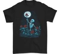 OKMN76huc Rose from The Dead Skeleton Skull Graveyard Mens T-Shirt Black 3XL