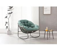 OKMYHOME Jardin - Sillón colgante basculante con marco de acero sólido y cómodo cojín de algodón, para balcón y terraza, 94,5 x 111x80 cm, color verde