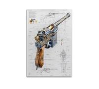 OKNGB Póster clásico de armas de fuego de la Primera Guerra Mundial C96, póster de arte mecánico, pintura decorativa, lienzo, pósteres de pared e impresión artística moderna para dormitorio familiar