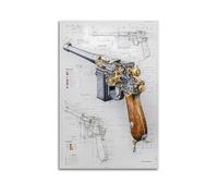 OKNGB Póster clásico de armas de fuego de la Primera Guerra Mundial C96, póster de arte mecánico, pintura decorativa, lienzo, pósteres de pared e impresión artística moderna para dormitorio familiar