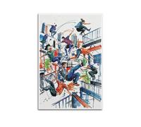 OKNGB Póster de acuarela dinámica de Parkour Deportivo, póster decorativo de lienzo para pared e impresión artística moderna de decoración de dormitorio familiar, 40 x 60 cm