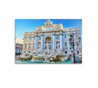 OKNGB Póster de la fuente de Trevi de Roma con tallado de piedra clásica y flujo de agua, cuadro decorativo en lienzo, 40 x 60 cm