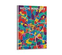 OKNGB Póster de mapa de terreno de viaje de Vietnam Ho Chi Minh, póster decorativo de lienzo para pared e impresión artística moderna para decoración de dormitorio familiar, pósteres de 20 x 30