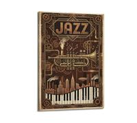OKNGB Póster de música de jazz Steampunk, póster artístico de trompeta mecánica, pintura decorativa, lienzo, pósteres de pared e impresión artística moderna para decoración de dormitorio familiar