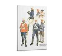 OKNGB Póster de uniformes del ejército colonial británico del siglo XIX, póster decorativo de lienzo para pared e impresión artística moderna de decoración de dormitorio familiar, pósteres de 50 x 75