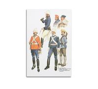 OKNGB Póster de uniformes del ejército colonial británico del siglo XIX, póster decorativo de lienzo para pared e impresión artística moderna de decoración de dormitorio familiar, pósteres de 50 x 75